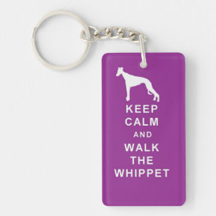 WHIPPET Keep Calm Walk Keyring birthday