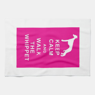 Whippet Keep Calm Walk the whippet tea towel