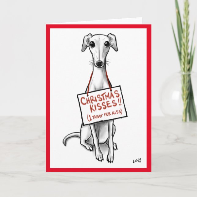 Whippet Kisses Holiday Card (Front)