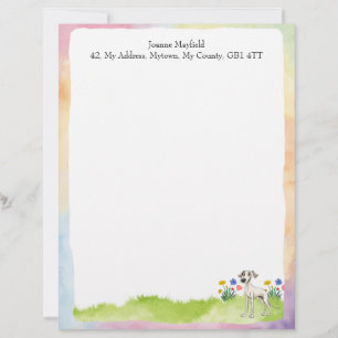 Whippet Letterhead 8.5" x 11" Watercolour Design