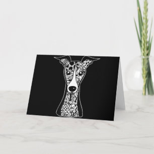 Whippet Lover   Italian Greyhound Face Graphic Art Card
