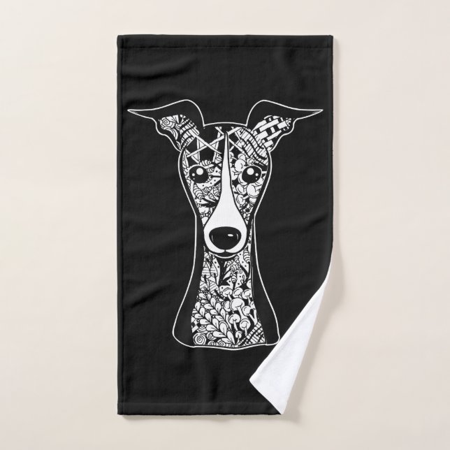Whippet Lover | Italian Greyhound Face Graphic Art Hand Towel (Hand Towel)