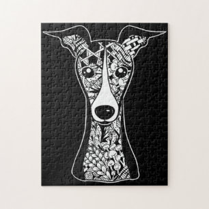 Whippet Lover Italian Greyhound Face Graphic Art Jigsaw Puzzle