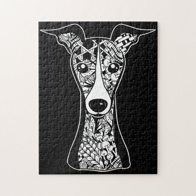 Whippet Lover | Italian Greyhound Face Graphic Art Jigsaw Puzzle (Vertical)