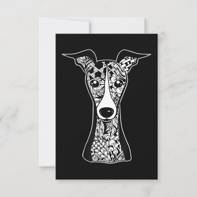 Whippet Lover | Italian Greyhound Face Graphic Art RSVP Card (Front)