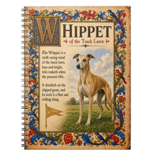 Whippet, Medieval Bestiary Art Notebook