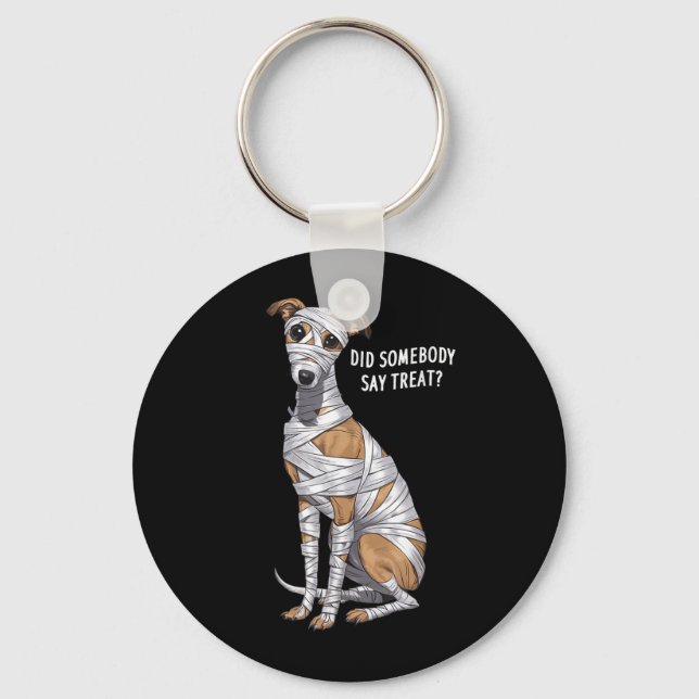 Whippet Mummy Halloween Dog Keychain (Front)
