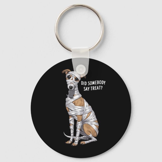 Whippet Mummy Halloween Dog Performance Keychain (Front)