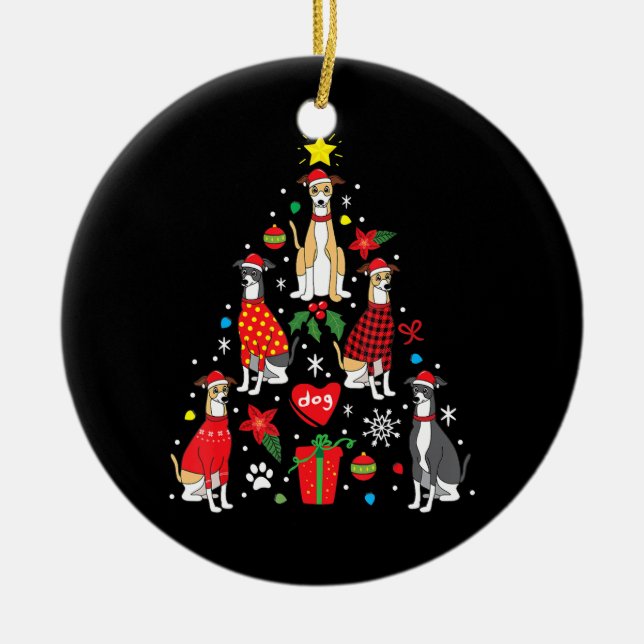 Whippet Noël Ornement Arbre Drôle Chien Maman Papa (Devant)