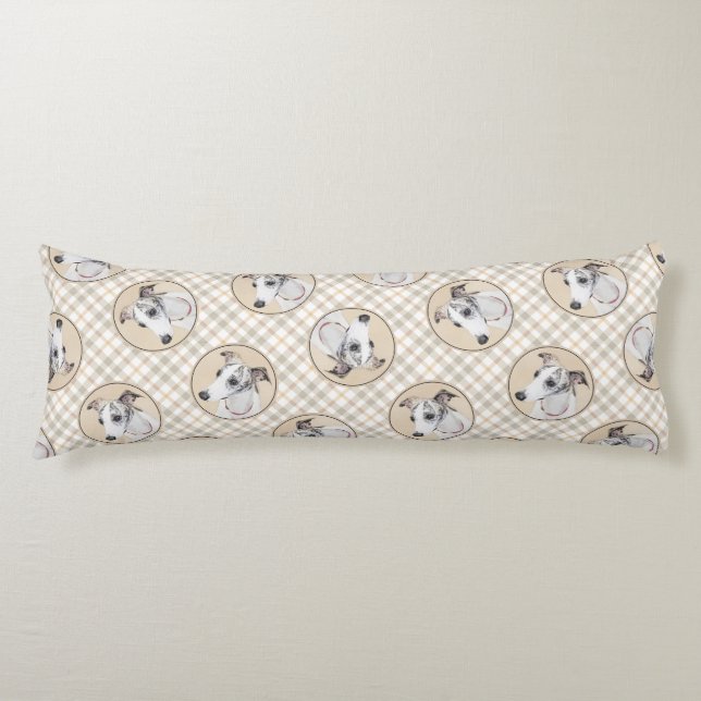 Whippet Painting Brindle White Original Dog Art Body Pillow (Front)