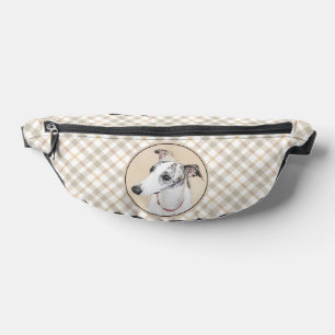 Whippet Painting Brindle White Original Dog Art Fanny Pack