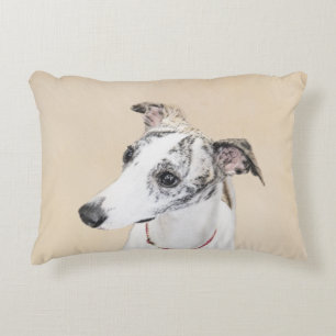 Whippet Painting - Cute Original Dog Art Accent Pillow