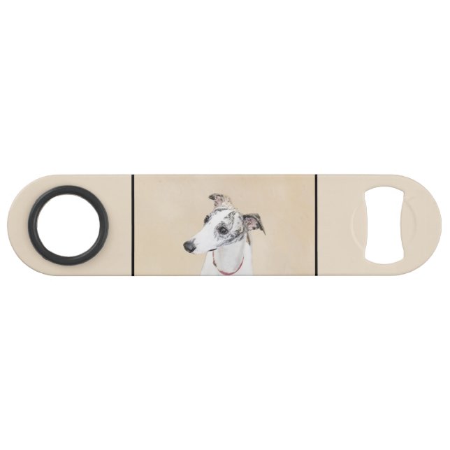 Whippet Painting - Cute Original Dog Art Bar Key (Front (Horizontal))
