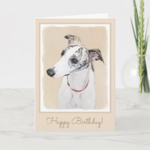 Whippet Painting - Cute Original Dog Art Card