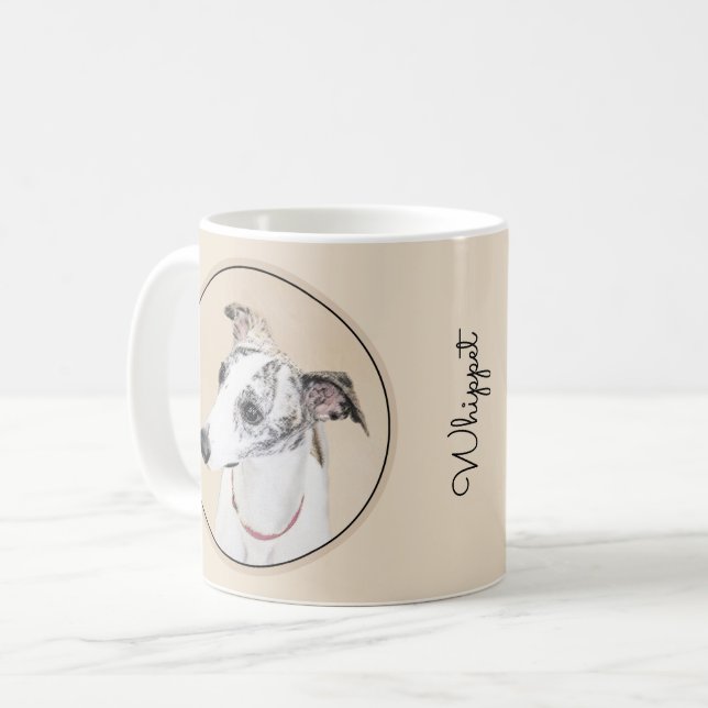 Whippet Painting - Cute Original Dog Art Coffee Mug (Front Left)