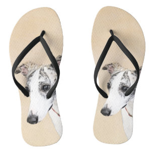 Whippet Painting - Cute Original Dog Art Flip Flops