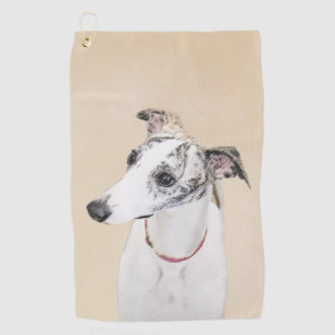 Whippet Painting - Cute Original Dog Art Golf Towel