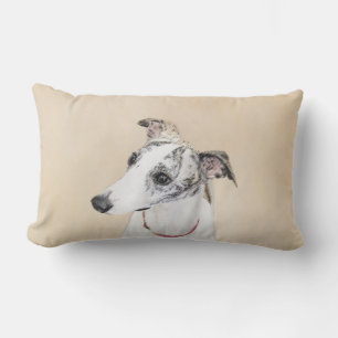 Whippet Painting - Cute Original Dog Art Lumbar Pillow