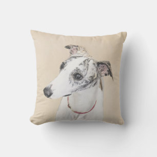 Whippet Painting - Cute Original Dog Art Outdoor Pillow
