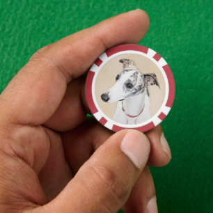 Whippet Painting - Cute Original Dog Art Poker Chips