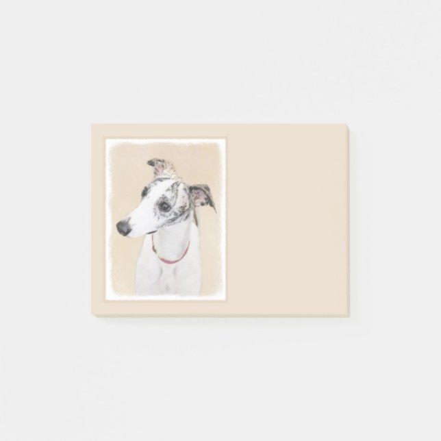 Whippet Painting - Cute Original Dog Art Post-it Notes (Front)