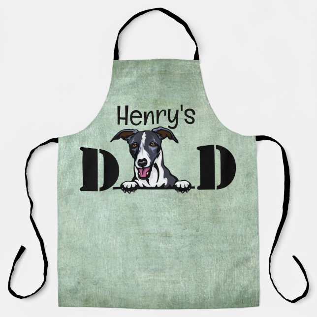 Whippet Peeking Personalized Dad Apron (Front)