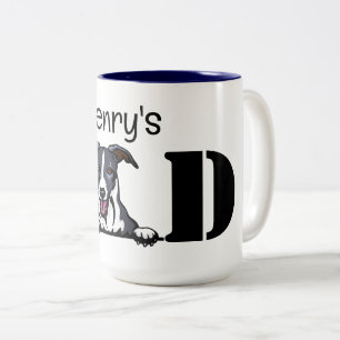 Whippet Peeking Personalized Dad Two-Tone Coffee Mug