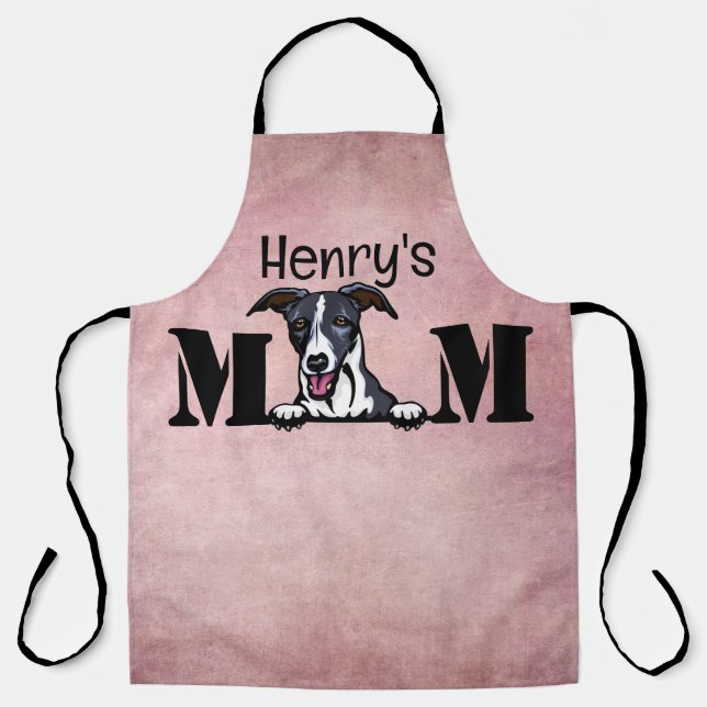Whippet Peeking Personalized Mom Apron (Front)