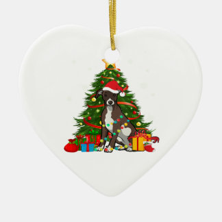 Whippet Santa Christmas Tree Light | Dog Xmas Ceramic Ornament