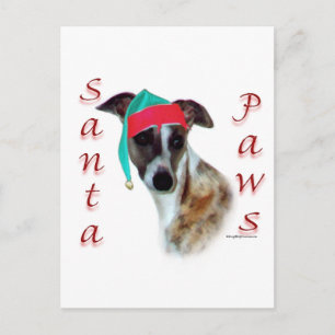 Whippet Santa Paws Holiday Postcard