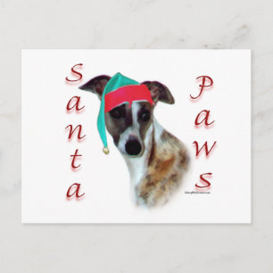 Whippet Santa Paws Holiday Postcard