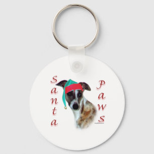 Whippet Santa Paws Keychain