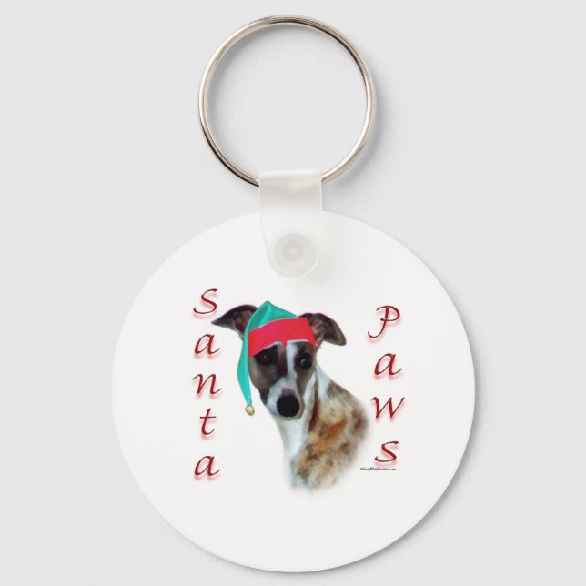 Whippet Santa Paws Keychain (Front)