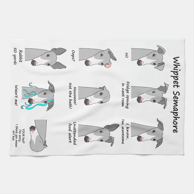 Whippet Semaphore Kitchen Towel (Horizontal)