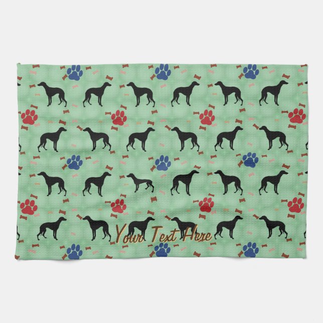 Whippet Shadow Kitchen Towel (Horizontal)