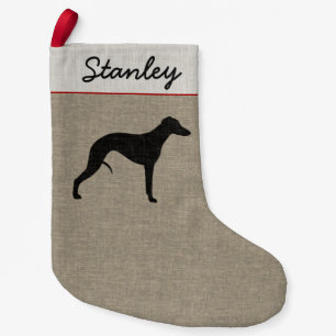 Whippet Silhouette Pet Dog Personalized Small Christmas Stocking