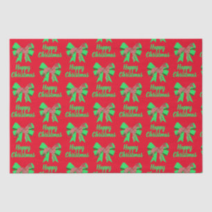 Whippet Silhouette Red Christmas Dog & Green Bow Tissue Paper