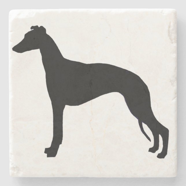 Whippet silhouette stone coaster (Front)