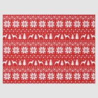 Whippet Silhouettes Christmas Pattern Red