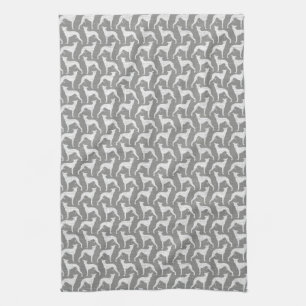Whippet Silhouettes Pattern Kitchen Towel