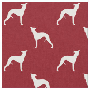 Whippet Silhouettes Pattern Red Fabric