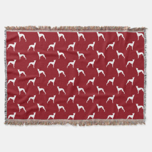 Whippet Silhouettes Pattern Red Throw Blanket