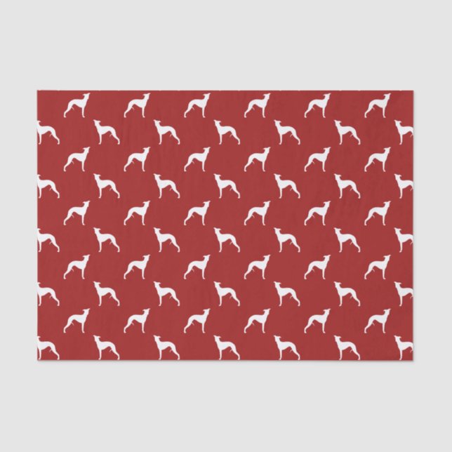 Whippet Silhouettes Pattern Red Tissue Paper (Front)