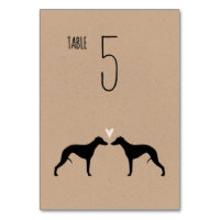 Whippet Silhouettes Wedding Reception Table Card