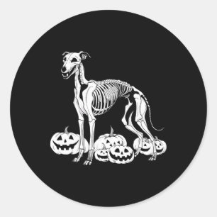 Whippet Skeleton Birthday Halloween Dog Mens Women Classic Round Sticker