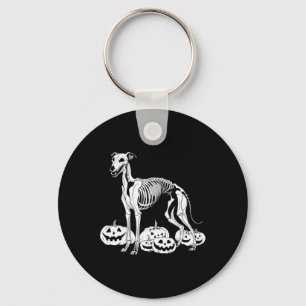 Whippet Skeleton Birthday Halloween Dog Mens Women Keychain