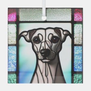 Whippet "Stained Glass"  Glass Ornament
