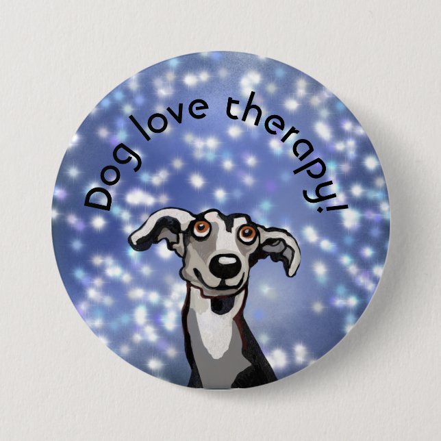 whippet starry night, dog love 3 inch round button (Front)