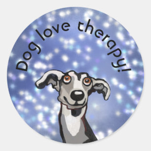 whippet starry night, dog love classic round sticker