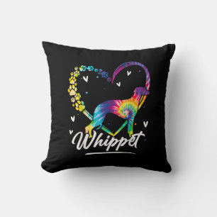 Whippet Tie Dye Rainbow Dog Lover Gift T-Shirt Throw Pillow